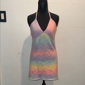 Frankie’s Bikinis Rainbow knit halter dress